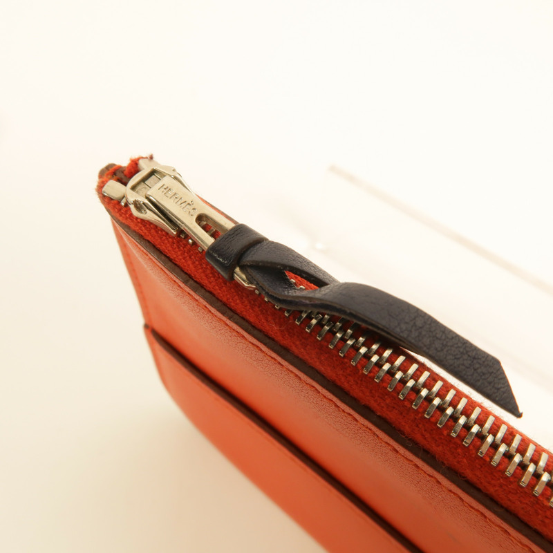 HERMES Swift皮革Dogon GM長錢包Bleu Marine/Feu-20