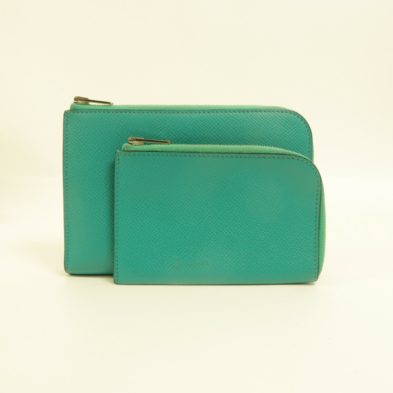 HERMES Epsom皮革Remix Duo Chimeres Wallet長錢包Bleu Paon-10