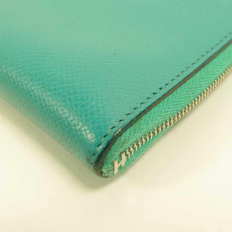 HERMES Epsom皮革Remix Duo Chimeres Wallet長錢包Bleu Paon-13