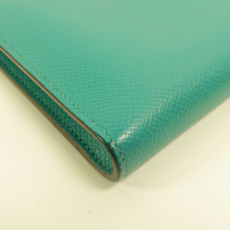 HERMES Epsom皮革Remix Duo Chimeres Wallet長錢包Bleu Paon-14