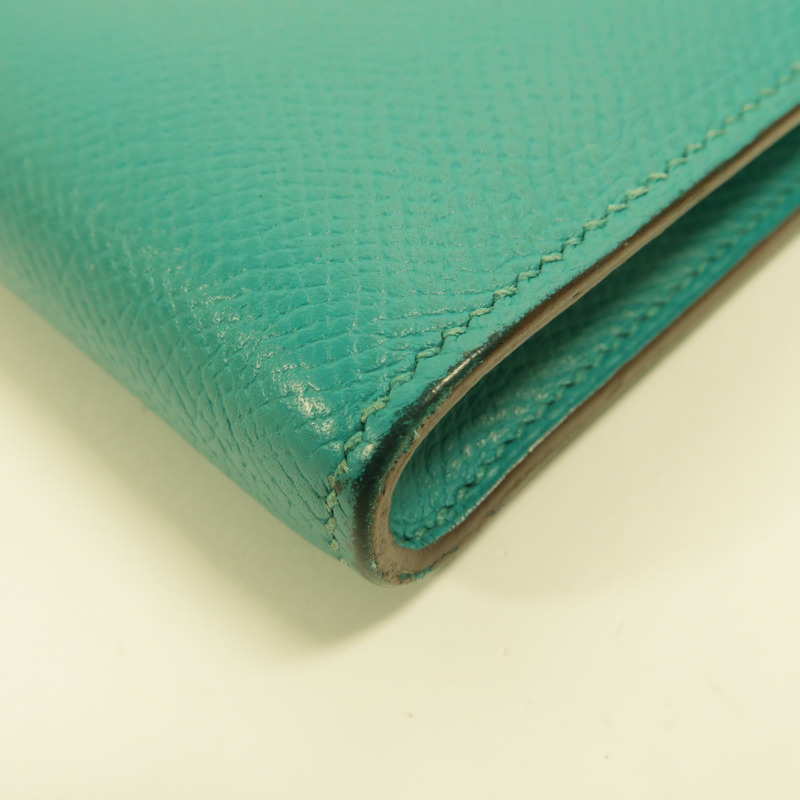 HERMES Epsom皮革Remix Duo Chimeres Wallet長錢包Bleu Paon-15