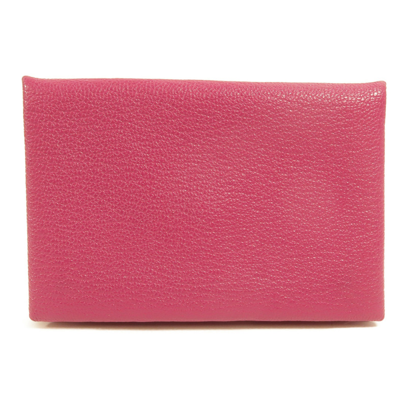 HERMES Chevre皮革Calvi卡片套Rose Pourpre-1