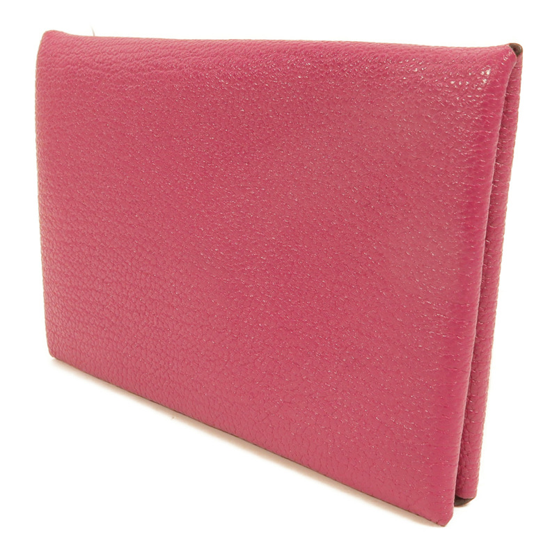 HERMES Chevre皮革Calvi卡片套Rose Pourpre-2