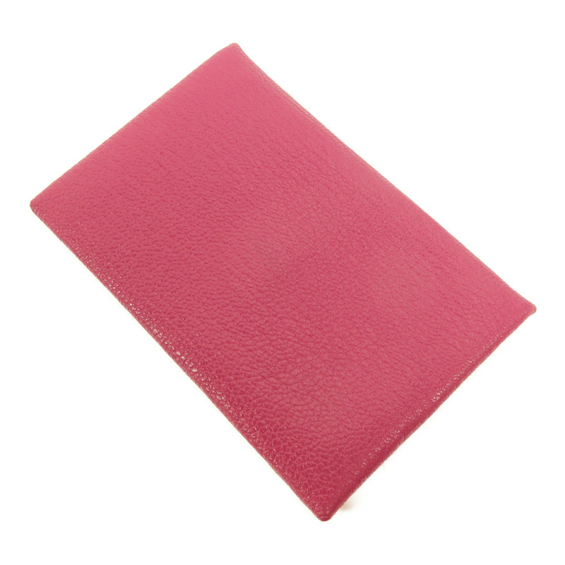 HERMES Chevre皮革Calvi卡片套Rose Pourpre-4