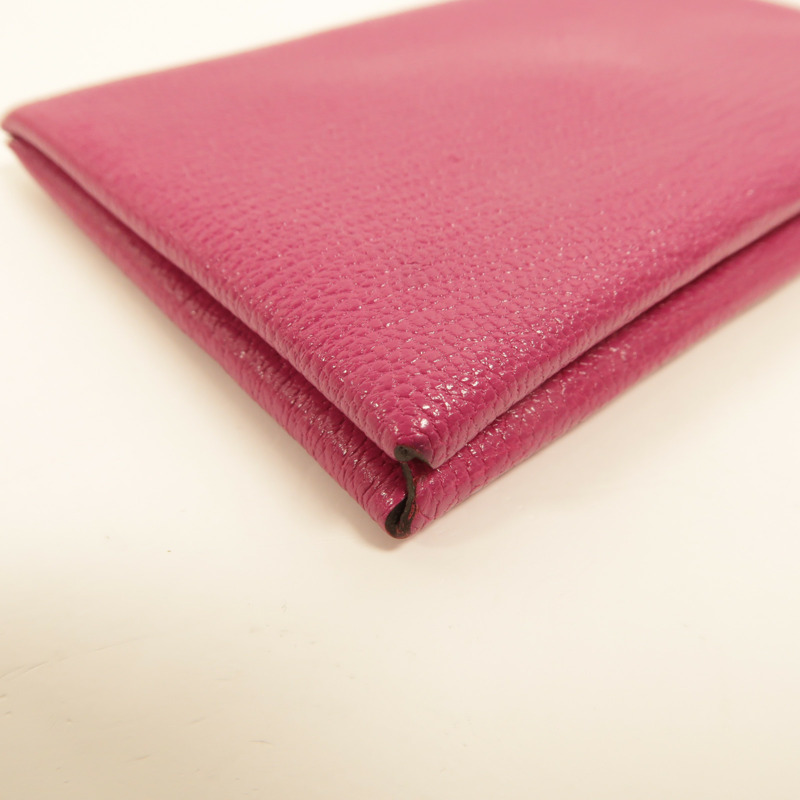 HERMES Chevre皮革Calvi卡片套Rose Pourpre-9