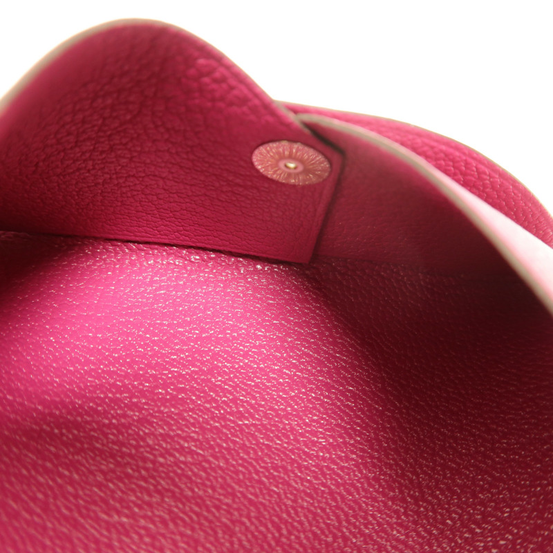 HERMES Chevre皮革Calvi卡片套Rose Pourpre-13