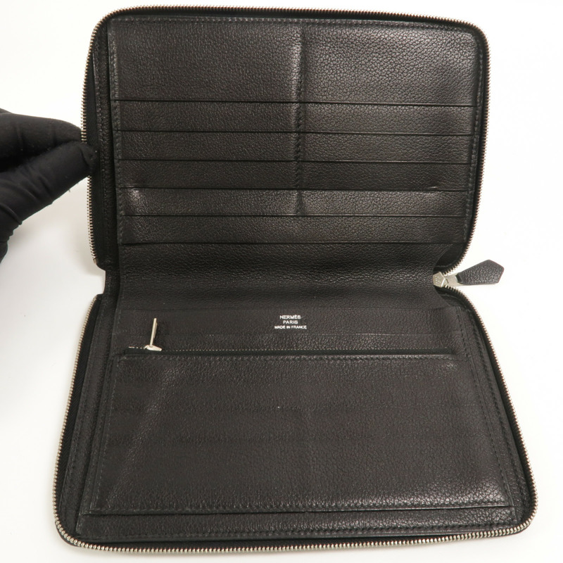 HERMES Evercolor皮革Azap Combined Long Wallet長錢包Noir-8