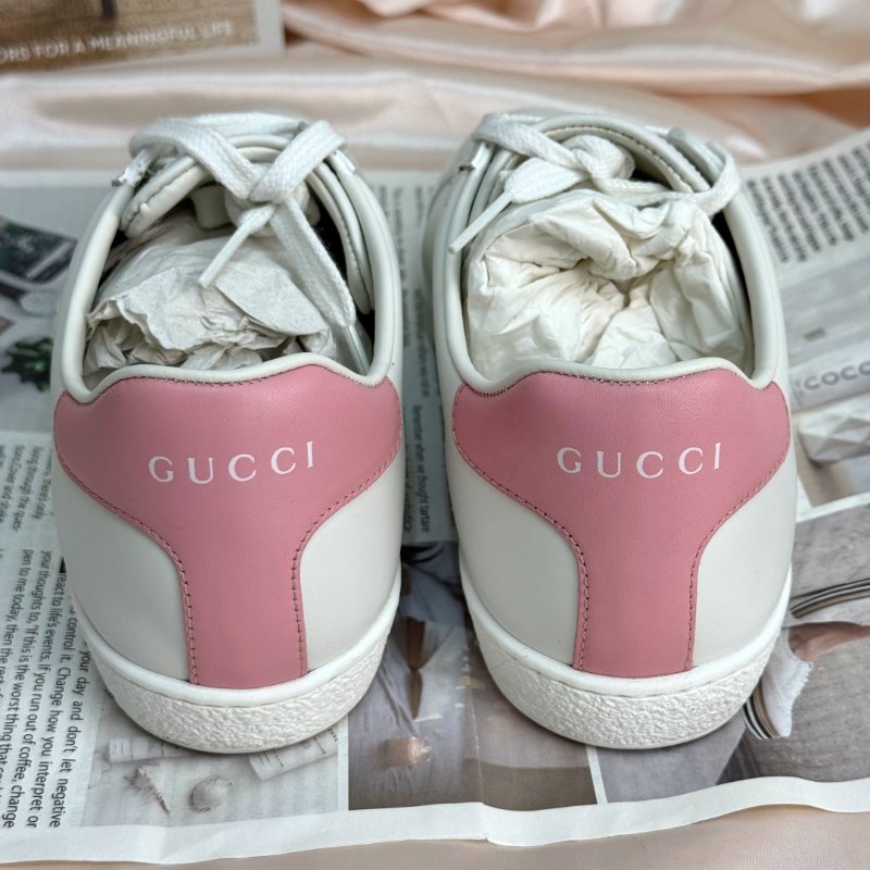 Gucci 女士小白鞋 粉色 36碼 沖孔雙G-4