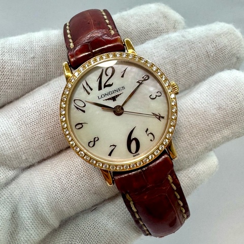LONGINES 浪琴 Presence 律雅系列 18K黃金鑽石女錶 / 石英錶