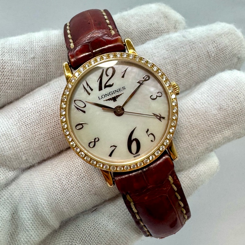 LONGINES 浪琴 Presence 律雅系列 18K黃金鑽石女錶 / 石英錶-0