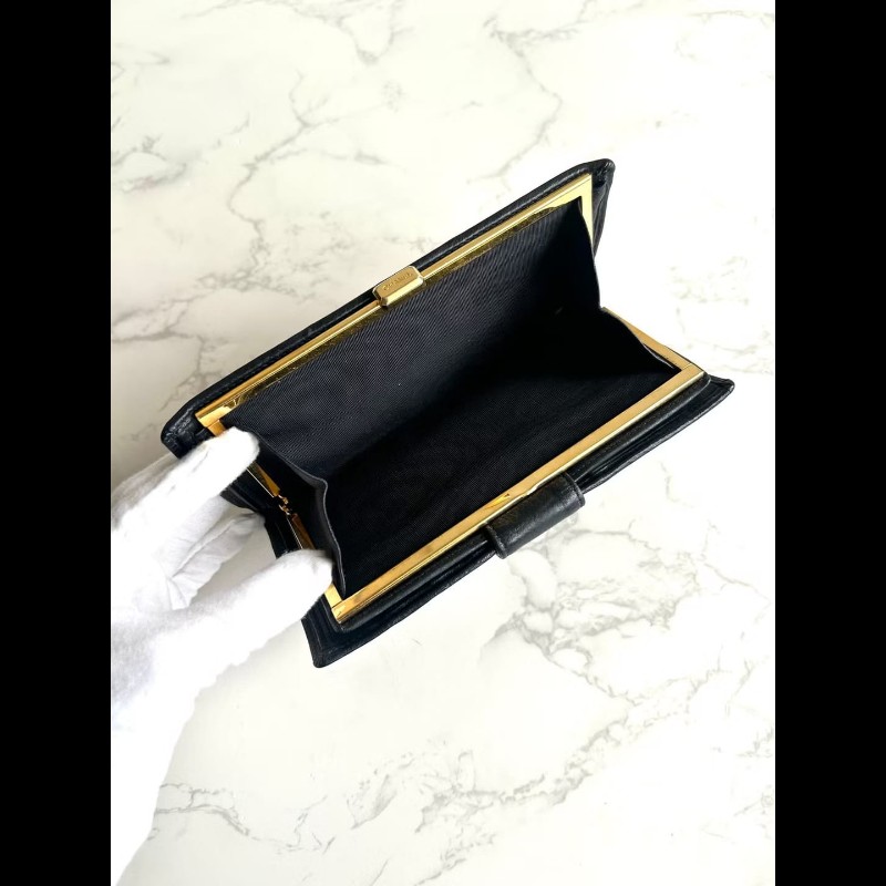 【LA LUNE】Chanel 黑色魚子醬口金長夾 錢包 皮夾 中古包 二手包 古董包-8