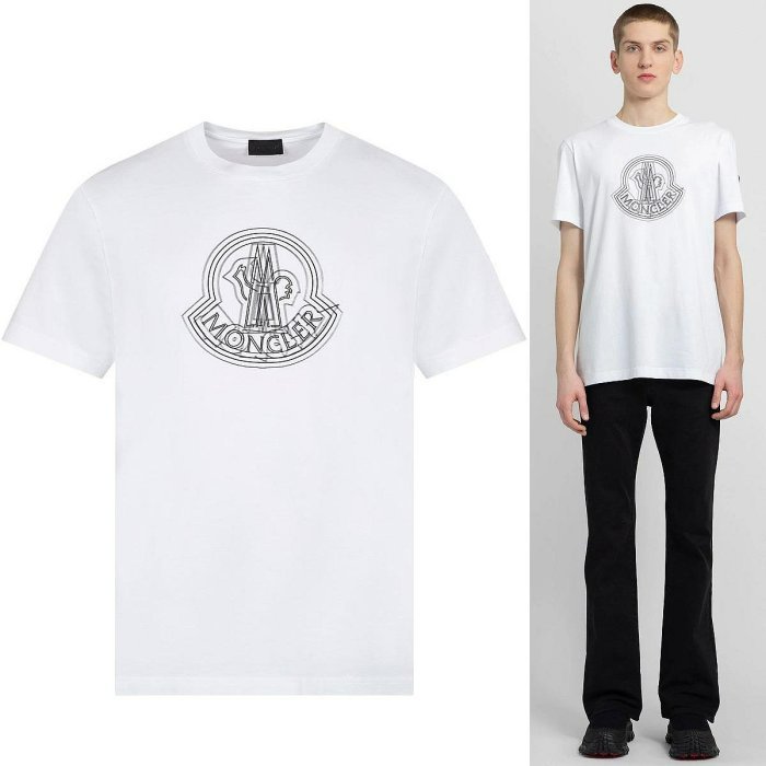 💎Han's house精品服飾💎 moncler LOGO 短 T 白 現貨 L~XL 原價11800-0