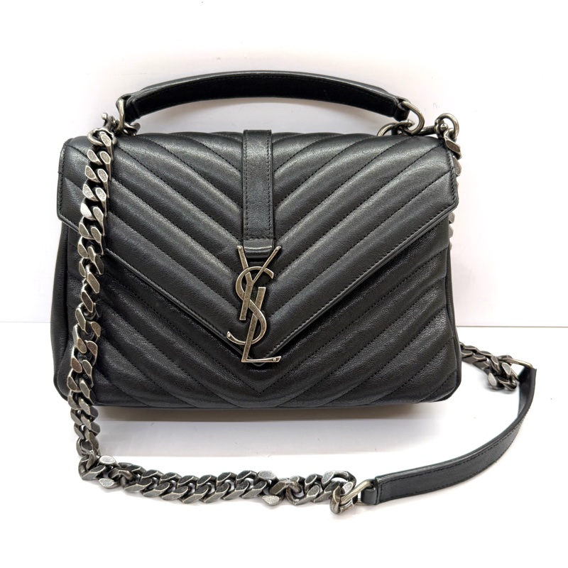YSL 聖羅蘭 黑色COLLEGE 手提斜背2WAY包 392737-0