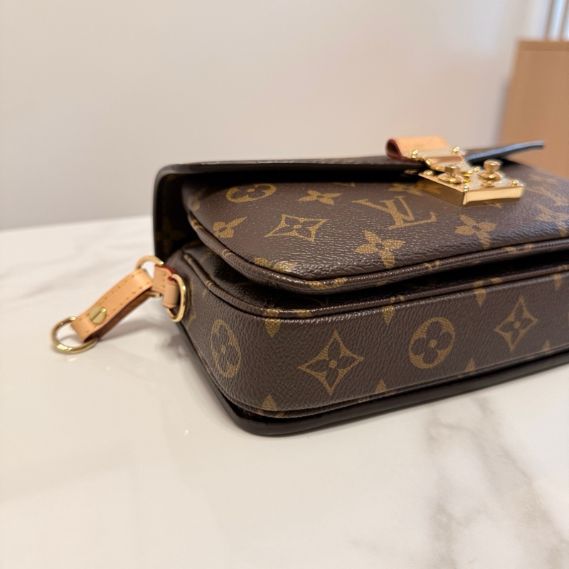99新 路易威登/Louis Vuitton mini 棕色老花郵差包手提包斜挎包 金扣 24年票 ❤️正品-3