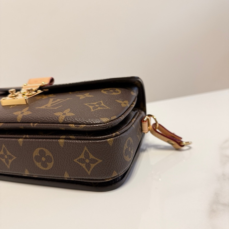99新 路易威登/Louis Vuitton mini 棕色老花郵差包手提包斜挎包 金扣 24年票 ❤️正品-4