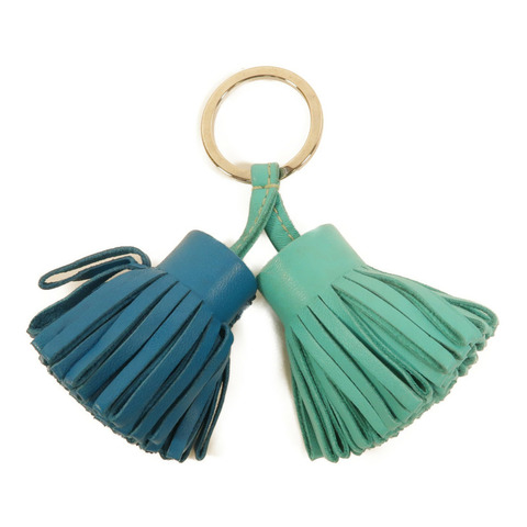 HERMES Milo皮革Carmen Uno-Dos掛飾Bleu lzmir/Lagon