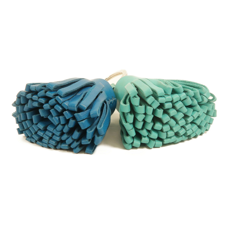 HERMES Milo皮革Carmen Uno-Dos掛飾Bleu lzmir/Lagon-2