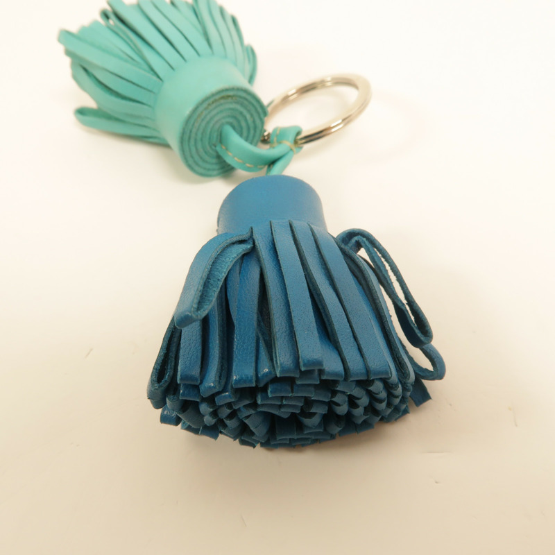 HERMES Milo皮革Carmen Uno-Dos掛飾Bleu lzmir/Lagon-4