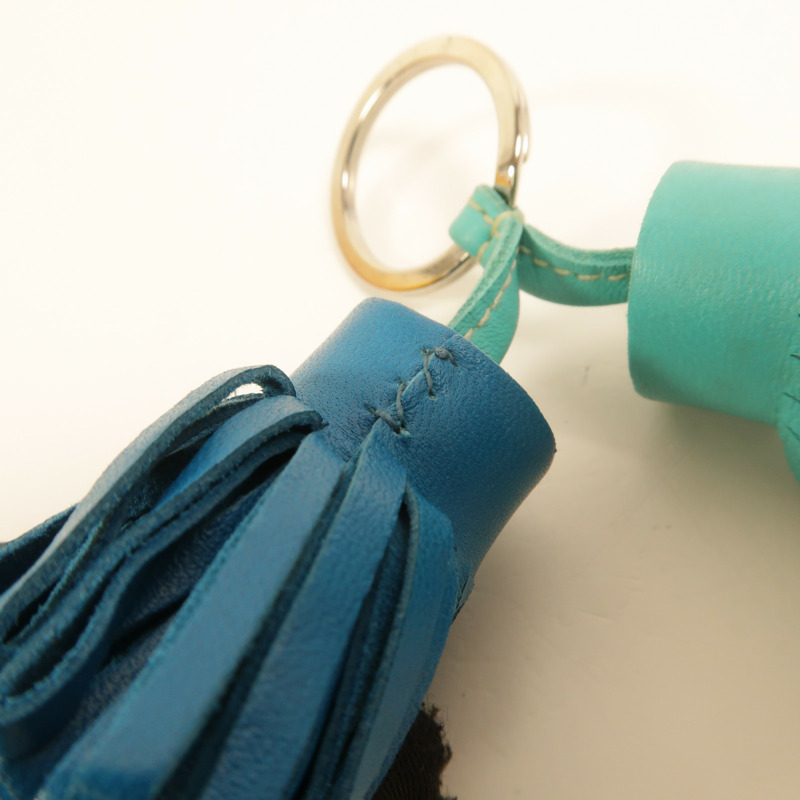 HERMES Milo皮革Carmen Uno-Dos掛飾Bleu lzmir/Lagon-5
