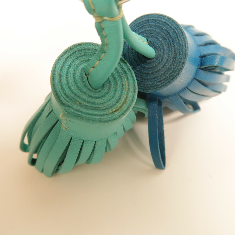 HERMES Milo皮革Carmen Uno-Dos掛飾Bleu lzmir/Lagon-9