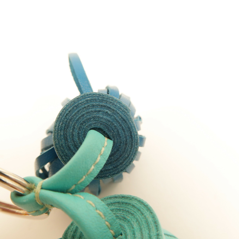 HERMES Milo皮革Carmen Uno-Dos掛飾Bleu lzmir/Lagon-10