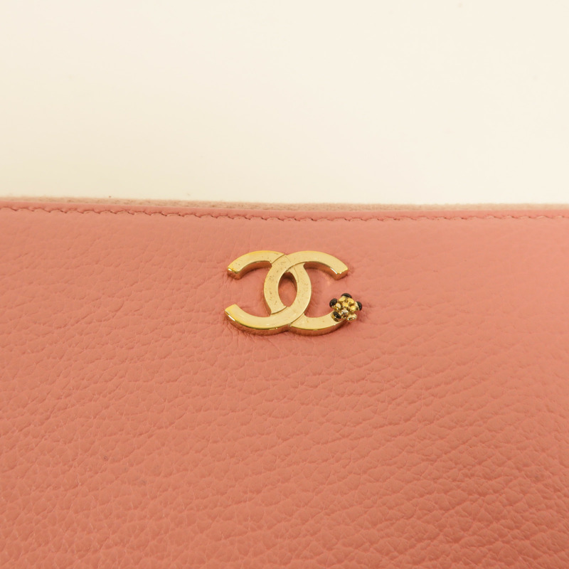 CHANEL 牛皮皮革Lucky Flower Zip Wallet長錢包-7