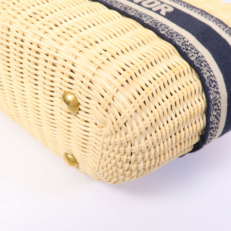 Dior 帆布/藤料Dioriviera Hat Basket手挽肩背兩用袋-9