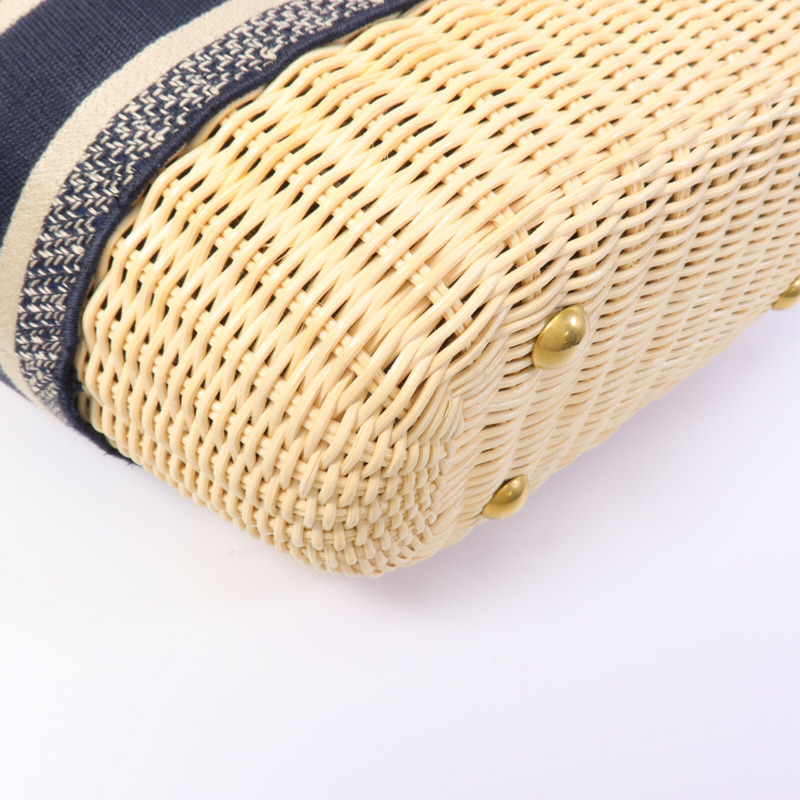 Dior 帆布/藤料Dioriviera Hat Basket手挽肩背兩用袋-10