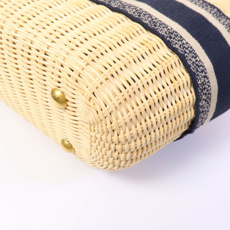 Dior 帆布/藤料Dioriviera Hat Basket手挽肩背兩用袋-11