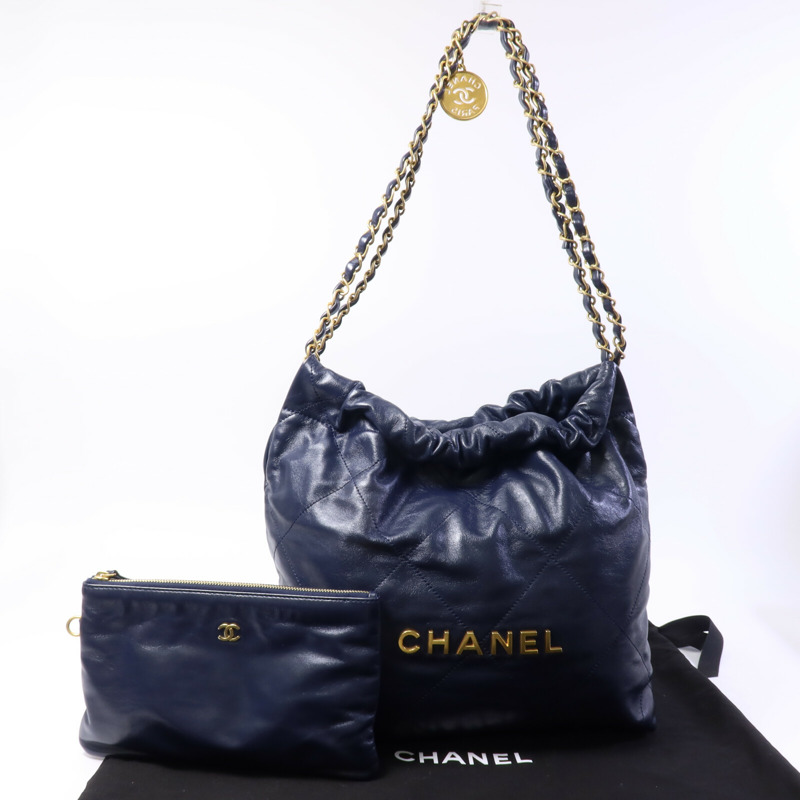 CHANEL 牛皮皮革C22 Medium鏈帶肩背袋-9