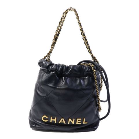 CHANEL 牛皮皮革C22 Mini金扣鏈帶肩背袋