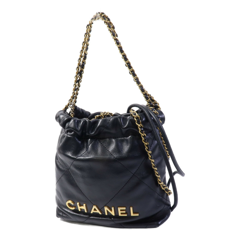 CHANEL 牛皮皮革C22 Mini金扣鏈帶肩背袋-2