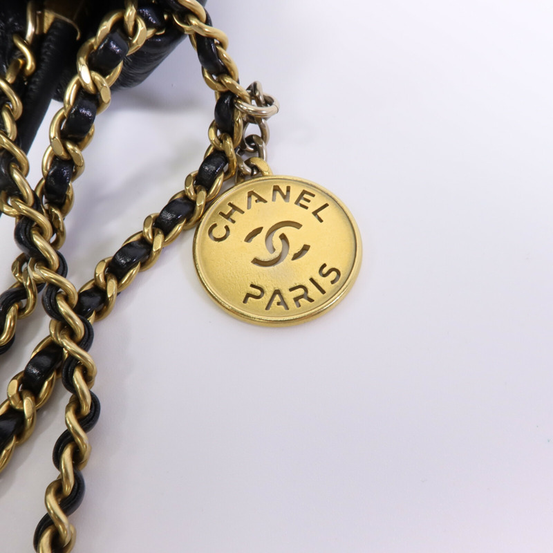 CHANEL 牛皮皮革C22 Mini金扣鏈帶肩背袋-6