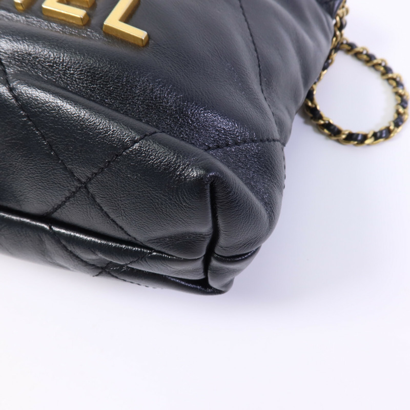 CHANEL 牛皮皮革C22 Mini金扣鏈帶肩背袋-10
