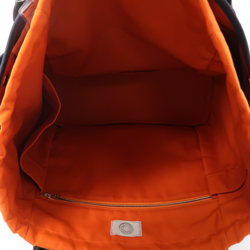 HERMES 帆布The Grooming Bag手挽肩背兩用袋Bleu France/Feu-5