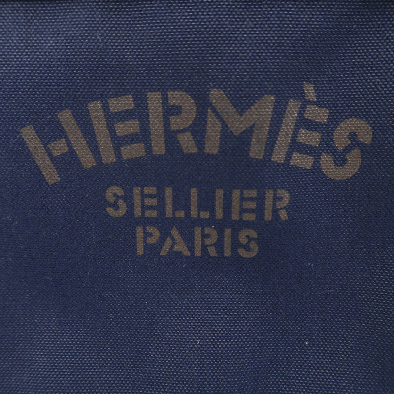 HERMES 帆布The Grooming Bag手挽肩背兩用袋Bleu France/Feu-6