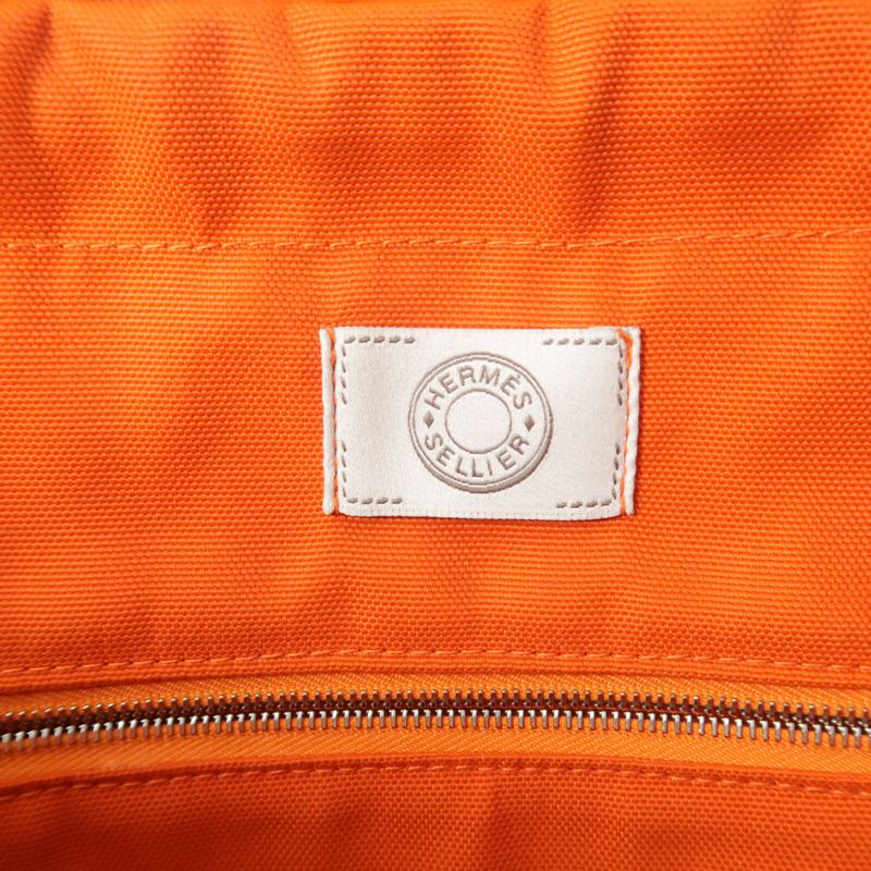 HERMES 帆布The Grooming Bag手挽肩背兩用袋Bleu France/Feu-7