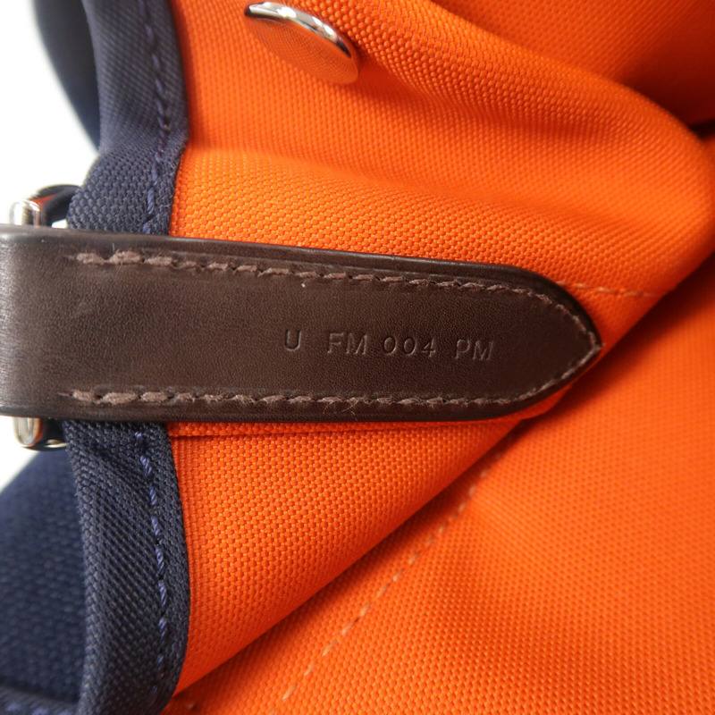 HERMES 帆布The Grooming Bag手挽肩背兩用袋Bleu France/Feu-8