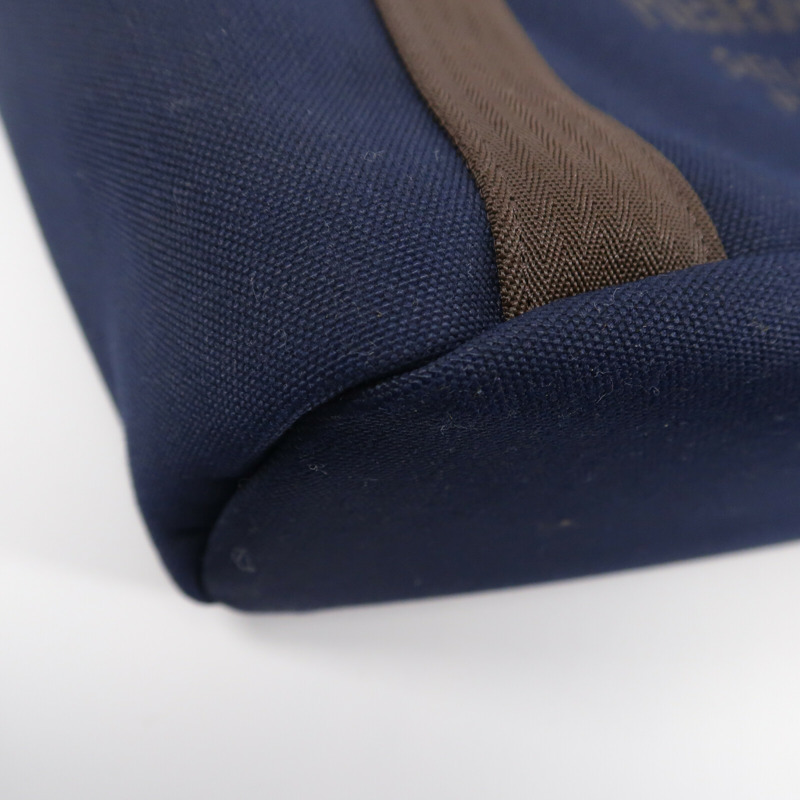 HERMES 帆布The Grooming Bag手挽肩背兩用袋Bleu France/Feu-12