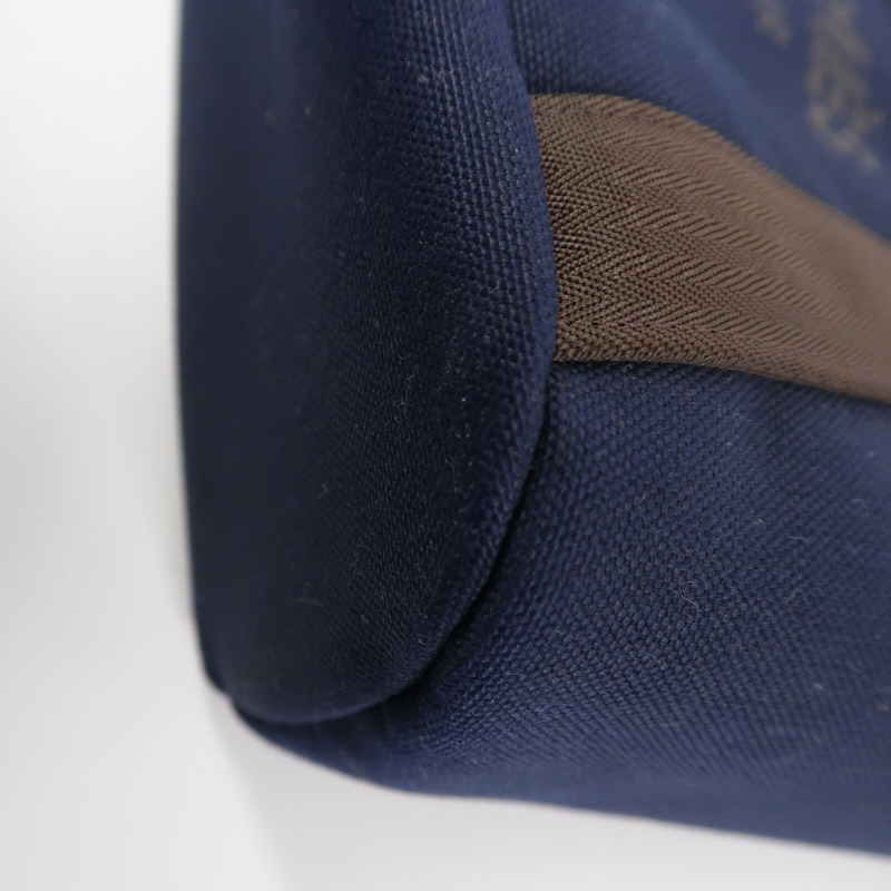 HERMES 帆布The Grooming Bag手挽肩背兩用袋Bleu France/Feu-13