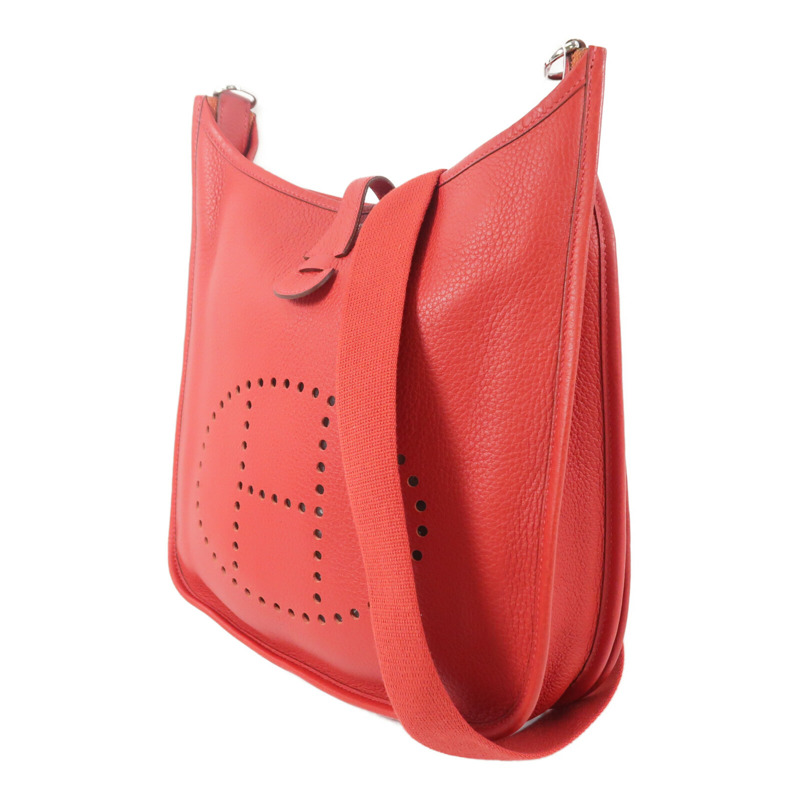 HERMES Clemence皮革Evelyne PM肩背袋Rouge Casaque-2