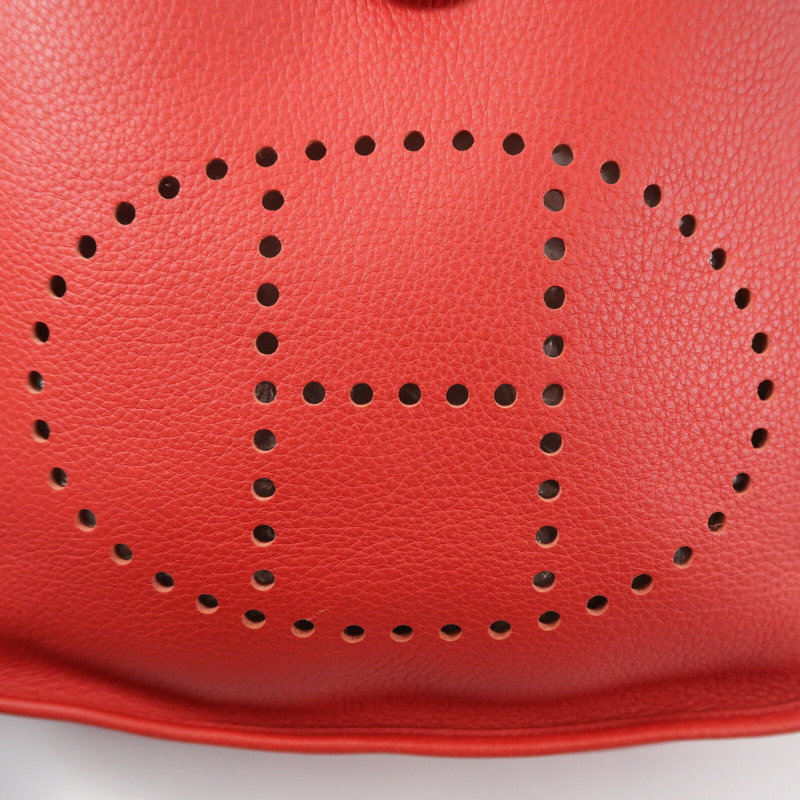 HERMES Clemence皮革Evelyne PM肩背袋Rouge Casaque-5