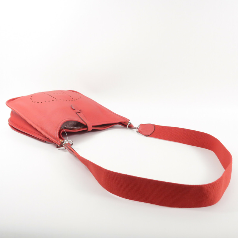 HERMES Clemence皮革Evelyne PM肩背袋Rouge Casaque-8