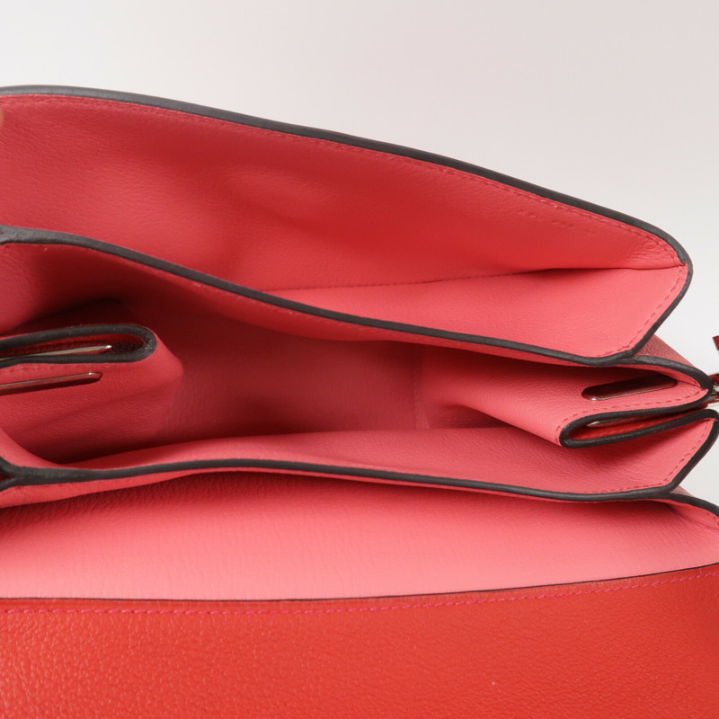 HERMES Evercolor皮革Opli 24肩背袋Rouge Casaque-4