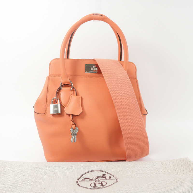 HERMES Evercolor皮革Toolbox 20手挽肩背兩用袋Crevette-10