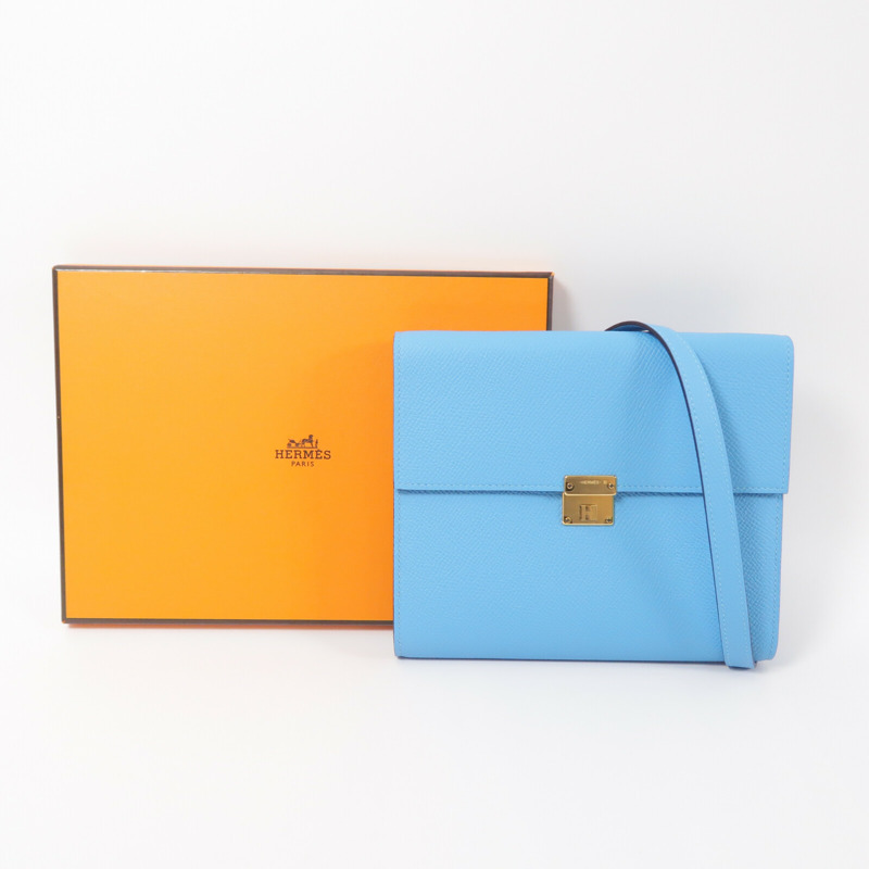 HERMES Epsom皮革Clic 16肩背袋Celeste-9