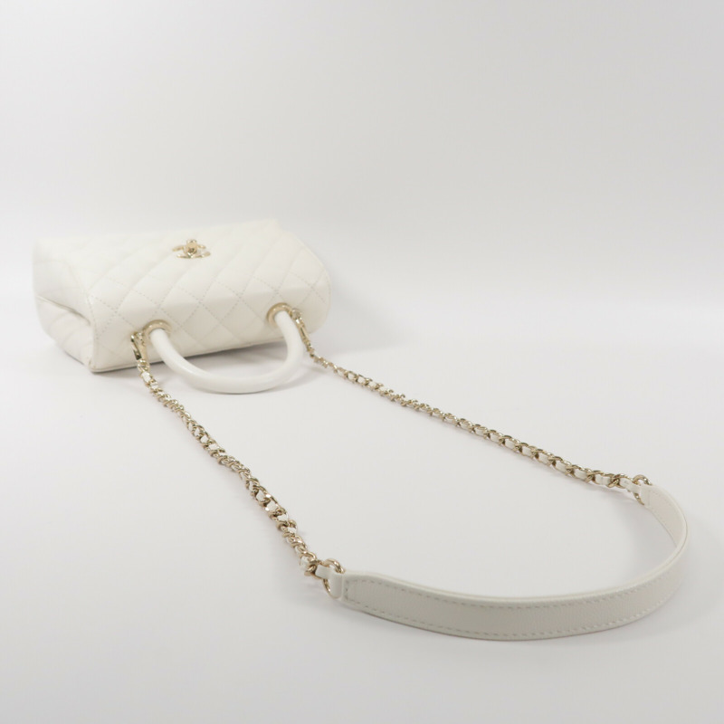 CHANEL 牛皮皮革Coco Handle Small鏈帶手挽肩背兩用袋-8