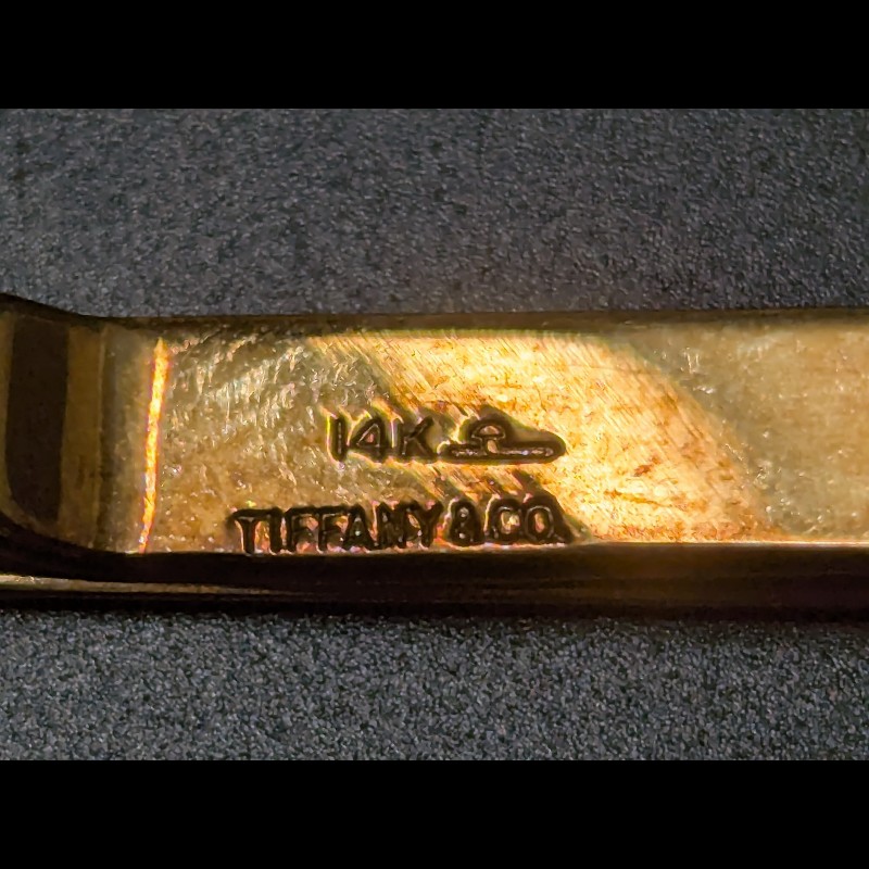 Tiffany & Co. 蒂芙尼 古典 14K金 對角斜紋領帶夾-4