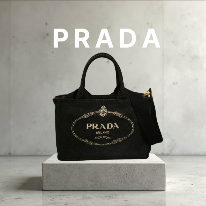 ❤️感恩月❤️折扣最後倒數至5/31‼️【8成新】㊣✨PRADA✨普拉達 黑灰色 牛仔布 兩用 手提包 肩背包 斜背包 /二手包/二手精品-0