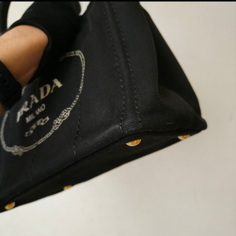 ❤️感恩月❤️折扣最後倒數至5/31‼️【8成新】㊣✨PRADA✨普拉達 黑灰色 牛仔布 兩用 手提包 肩背包 斜背包 /二手包/二手精品-8